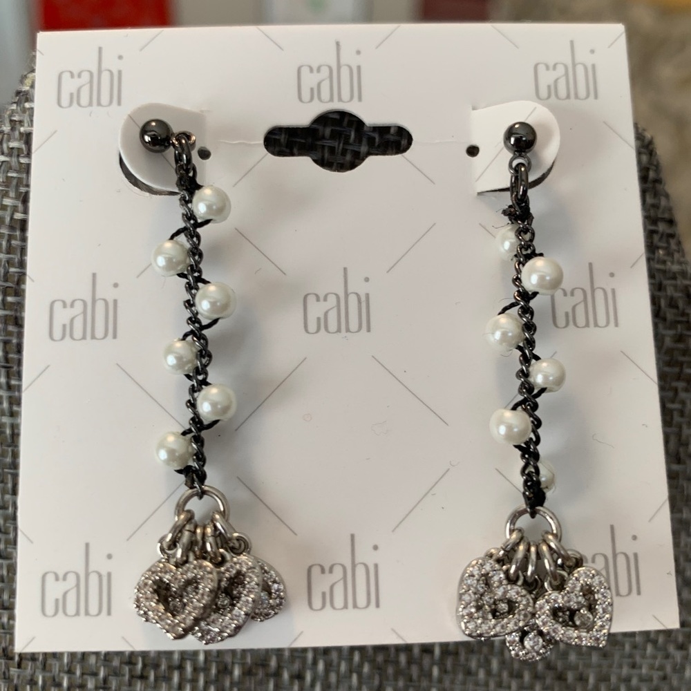 drop style earrings, faux pearls and hearts